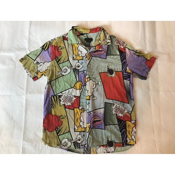 Zara Other - Zara Man Comic Book Pop Art Print Shirt Relaxed Fit Short Sleeve Multicolor M
